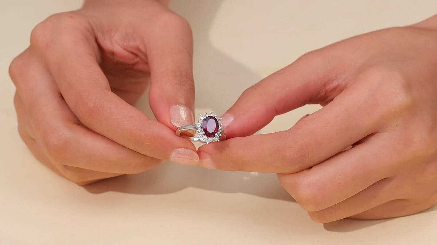 D'Joy Orissa Rhodolite Garnet and White Zircon 2.75 ctw Ring in Platinum Over Sterling Silver (Size 10.0)
