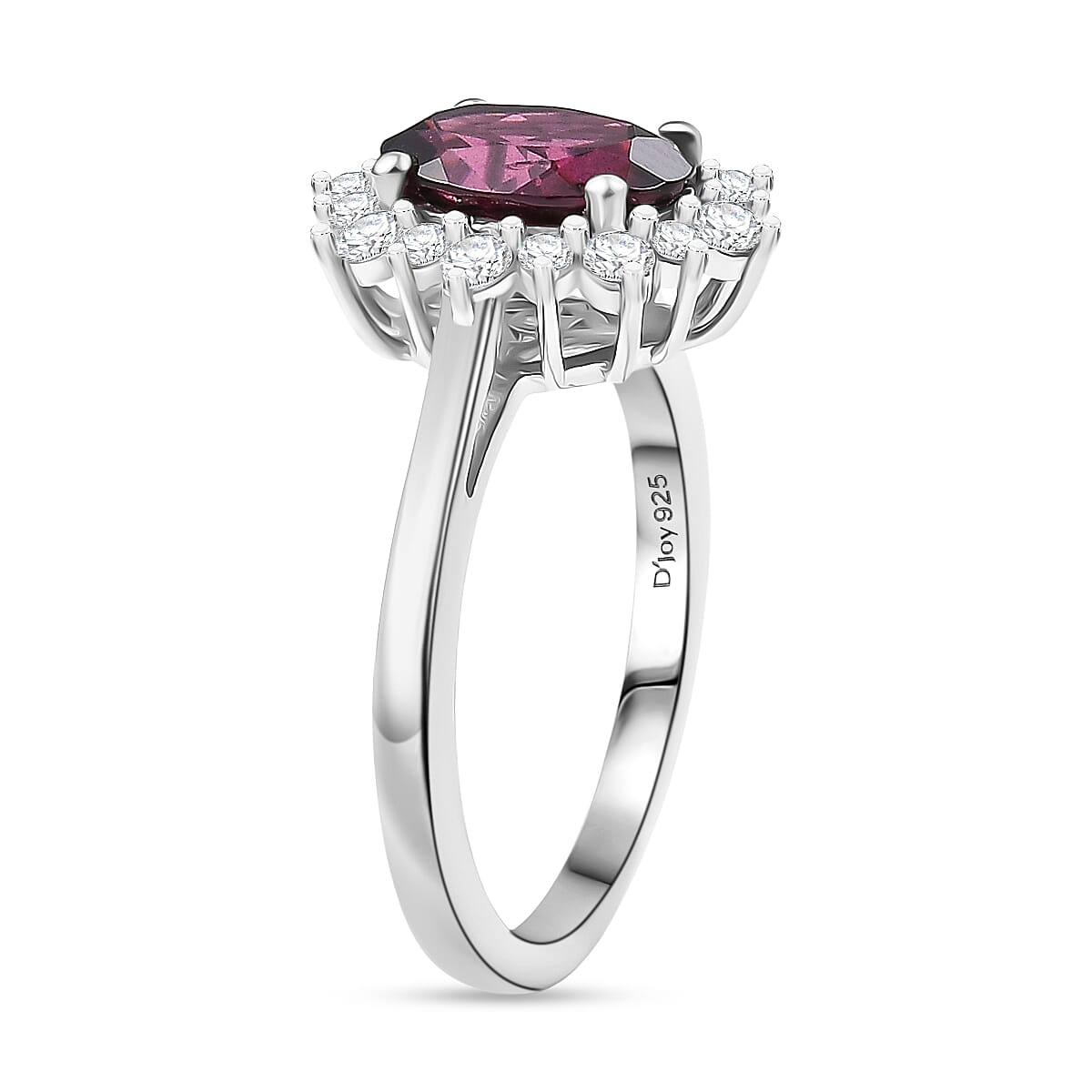 D'Joy Orissa Rhodolite Garnet and White Zircon 2.75 ctw Ring in Platinum Over Sterling Silver (Size 10.0) image number 3