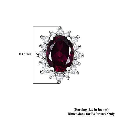 D'Joy Orissa Rhodolite Garnet and White Zircon 2.35 ctw Radiance of Sunburst Earrings in Platinum Over Sterling Silver
