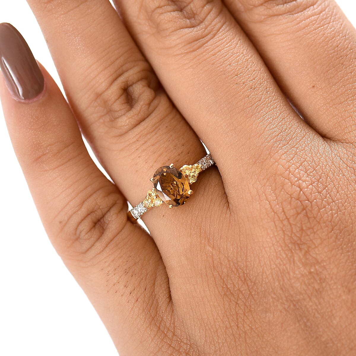 D'Joy AAA Golden Turkizite and Multi Gemstone 1.70 tw Ring in 18K Vermeil Yellow Gold Over Sterling Silver (Size 10.0) image number 2