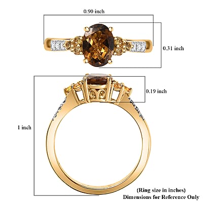 D'Joy AAA Golden Turkizite, Multi Gemstone Ring in 18K Vermeil YG Over Sterling Silver 1.70 ctw (Size 10.0)