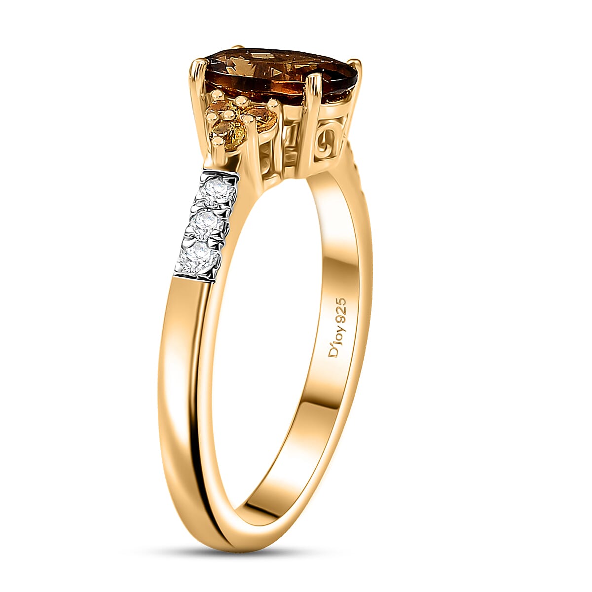 D'Joy AAA Golden Turkizite and Multi Gemstone 1.70 ctw Crown of Flames Ring in 18K Vermeil Yellow Gold Over Sterling Silver (Size 9.0) image number 3