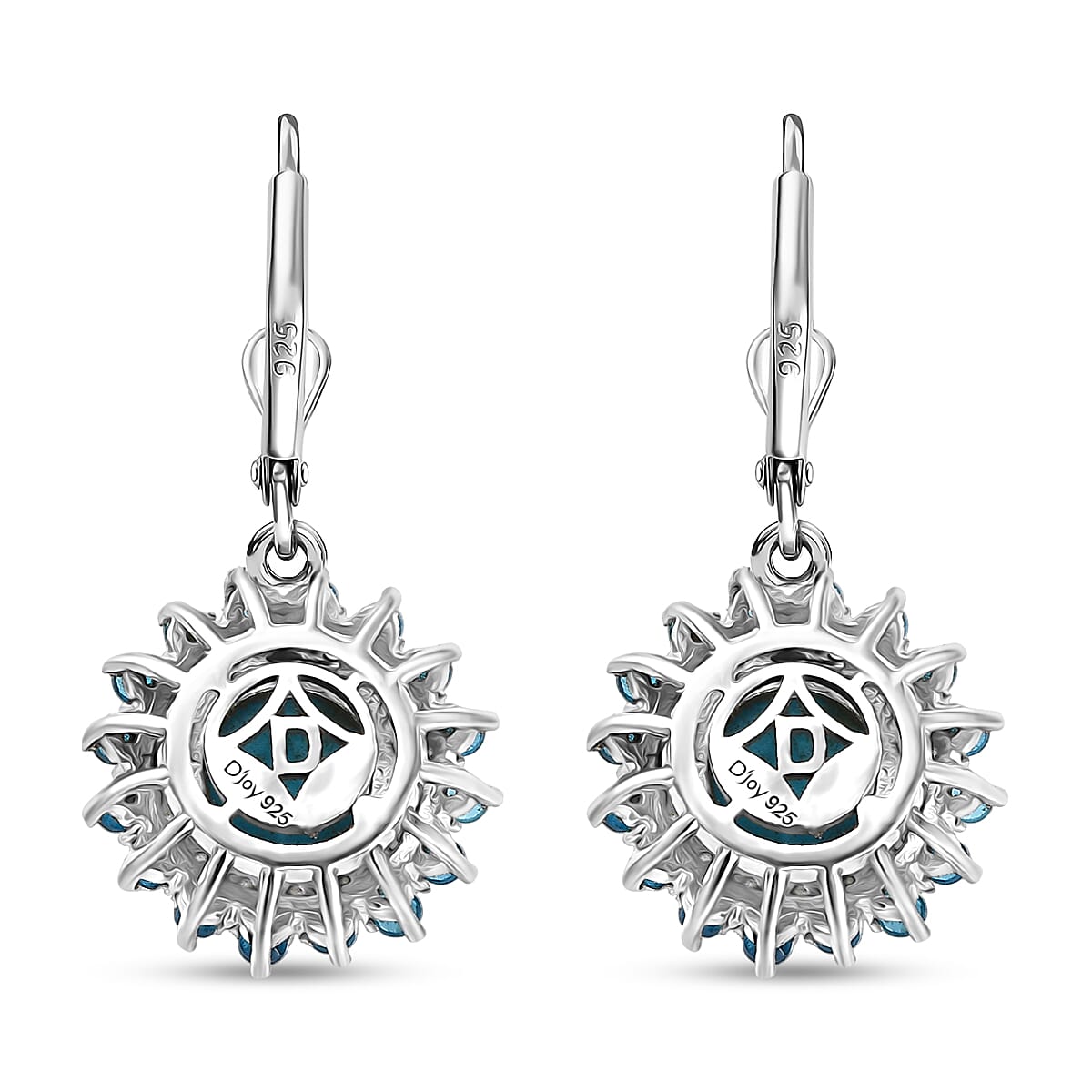 D'Joy Premium Sleeping Beauty Turquoise and Multi Gemstone 3.55 ctw Lever Back Earrings in Rhodium Over Sterling Silver image number 4