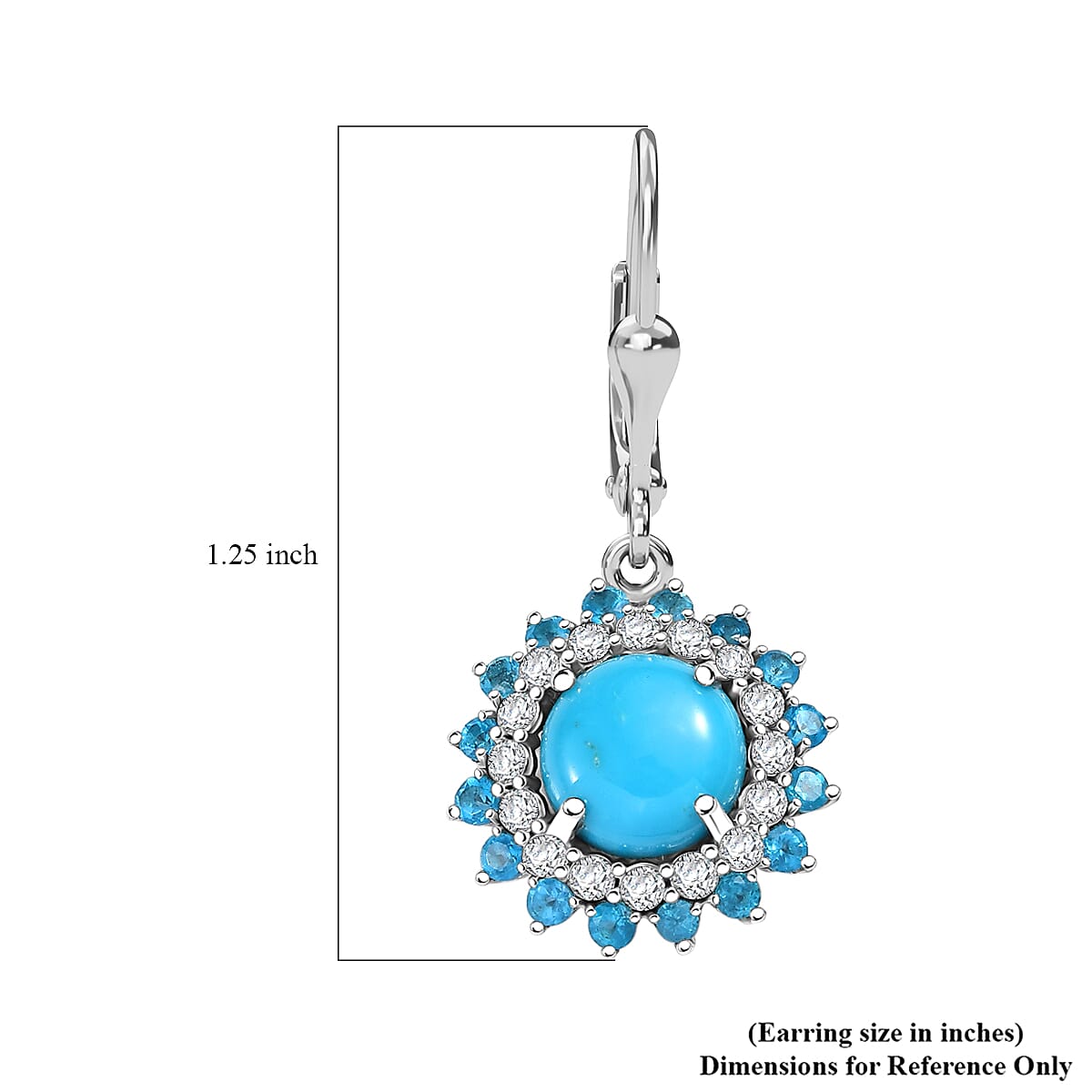 D'Joy Premium Sleeping Beauty Turquoise and Multi Gemstone 3.55 ctw Lever Back Earrings in Rhodium Over Sterling Silver image number 5