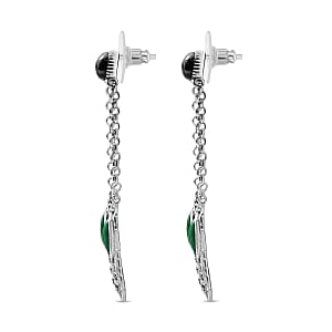 D'Joy Artisan Crafted Tahoe Nevada Turquoise and White Buffalo 5.40 ctw Feather Earrings in Sterling Silver