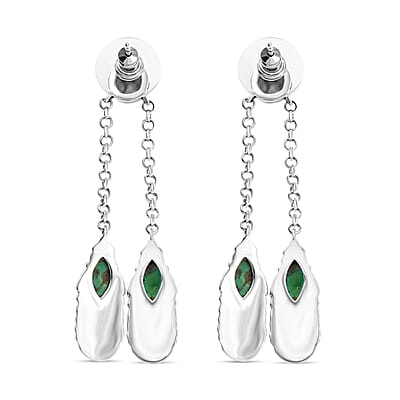 D'Joy Artisan Crafted Tahoe Nevada Turquoise and White Buffalo 5.40 ctw Feather Earrings in Sterling Silver