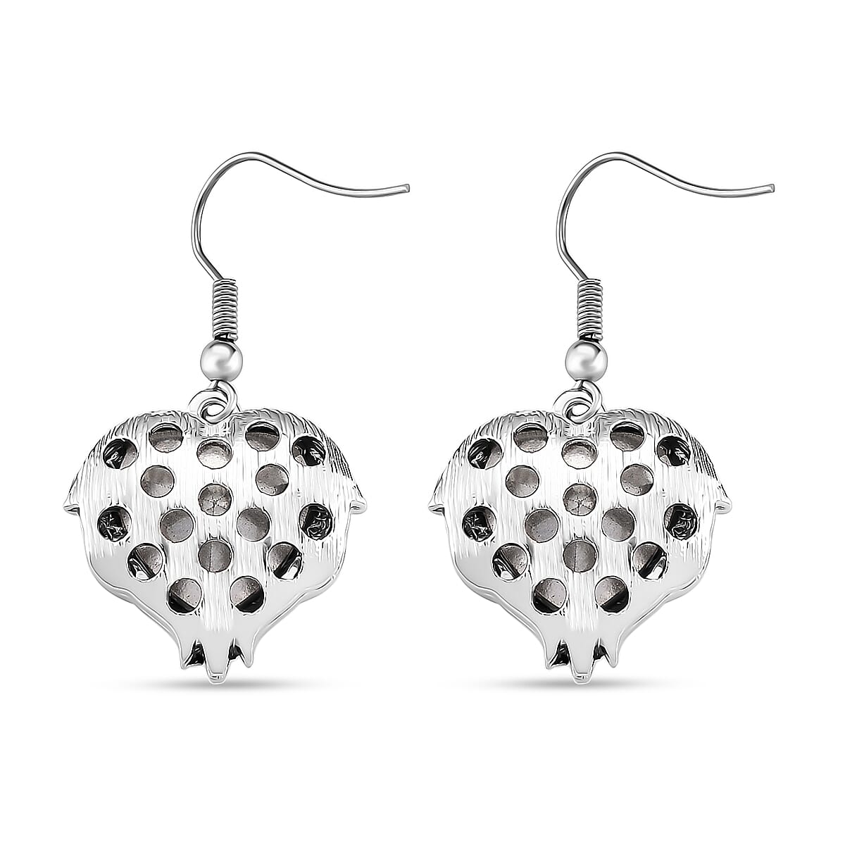 White Aurora Borealis Color Glass and Austrian Crystal Heart of Ocean Earrings in Silvertone image number 4