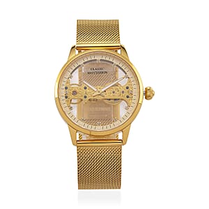 Deal of the Day Classic Succession Automatic Mechanical Movement Austrian Crystal Watch in ION Plated YG Stainless Steel