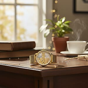 Deal of the Day Classic Succession Automatic Mechanical Movement Austrian Crystal Watch in ION Plated YG Stainless Steel