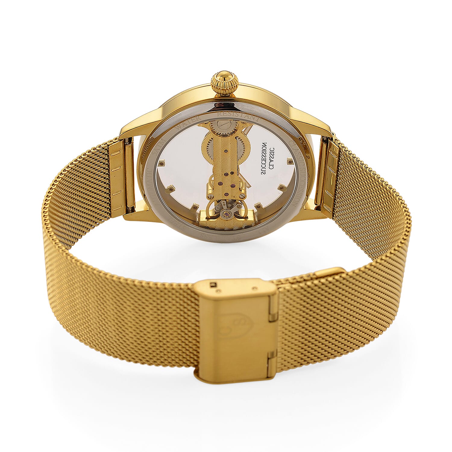 Deal of the Day Classic Succession Automatic Mechanical Movement Austrian Crystal Watch in ION Plated YG Stainless Steel