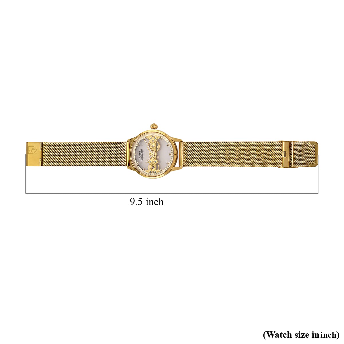 Classic Succession Automatic Mechanical Movement Austrian Crystal Watch in ION Plated YG Stainless Steel image number 7