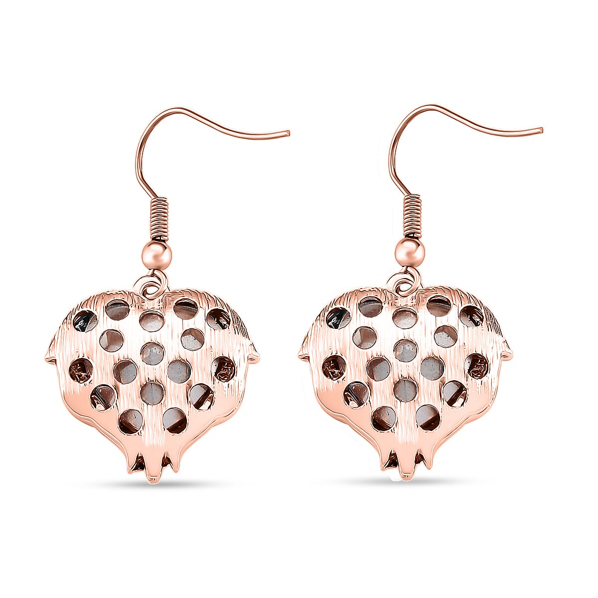 Pink Glass and Austrian Crystal Heart of Ocean Earrings in Rosetone image number 4