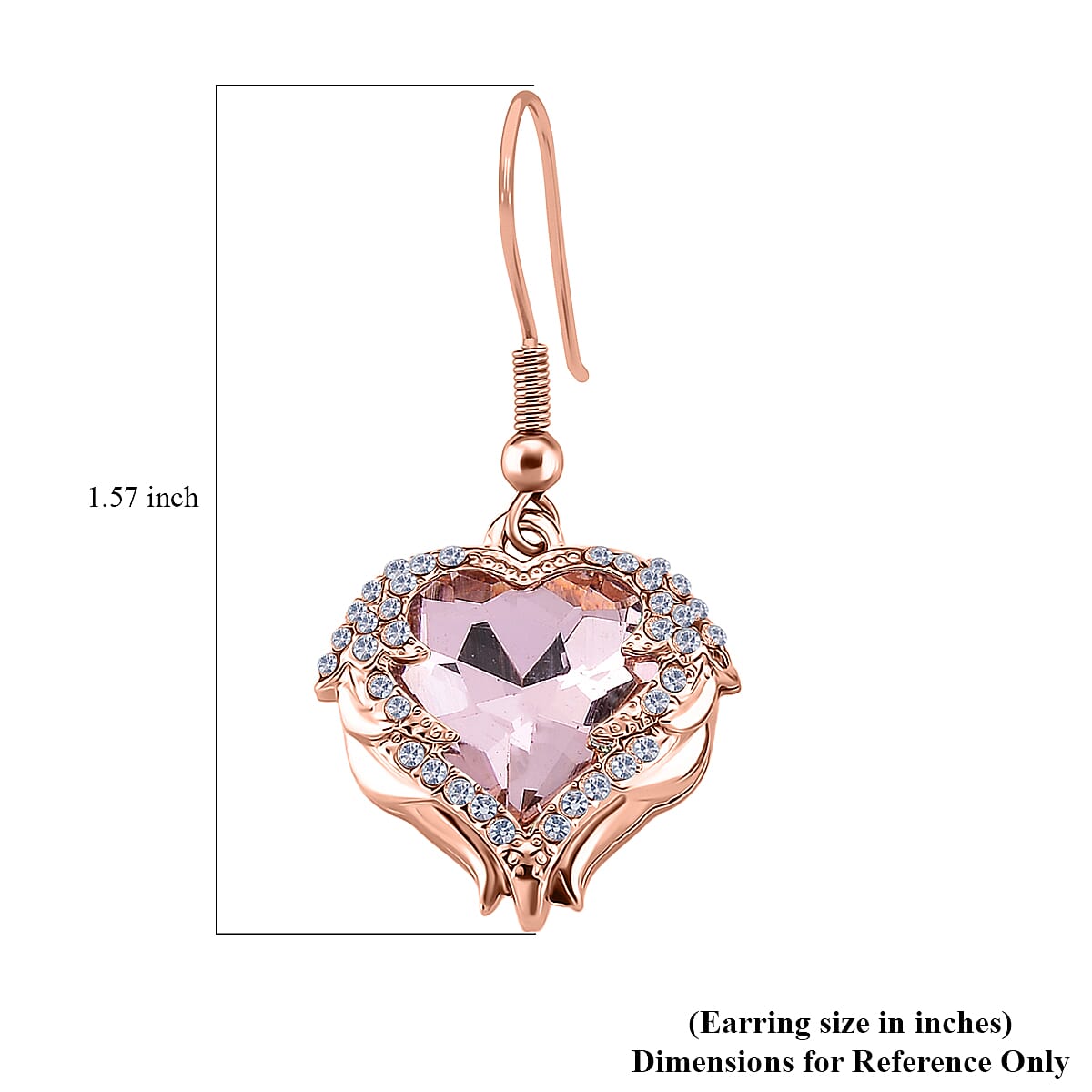 Pink Glass and Austrian Crystal Heart of Ocean Earrings in Rosetone image number 5