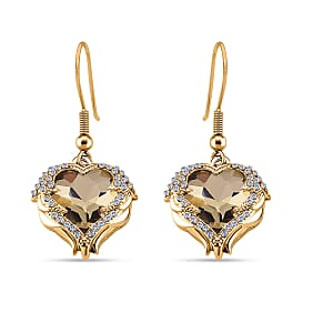 Champagne Glass and Austrian Crystal Heart of Ocean Earrings in Goldtone