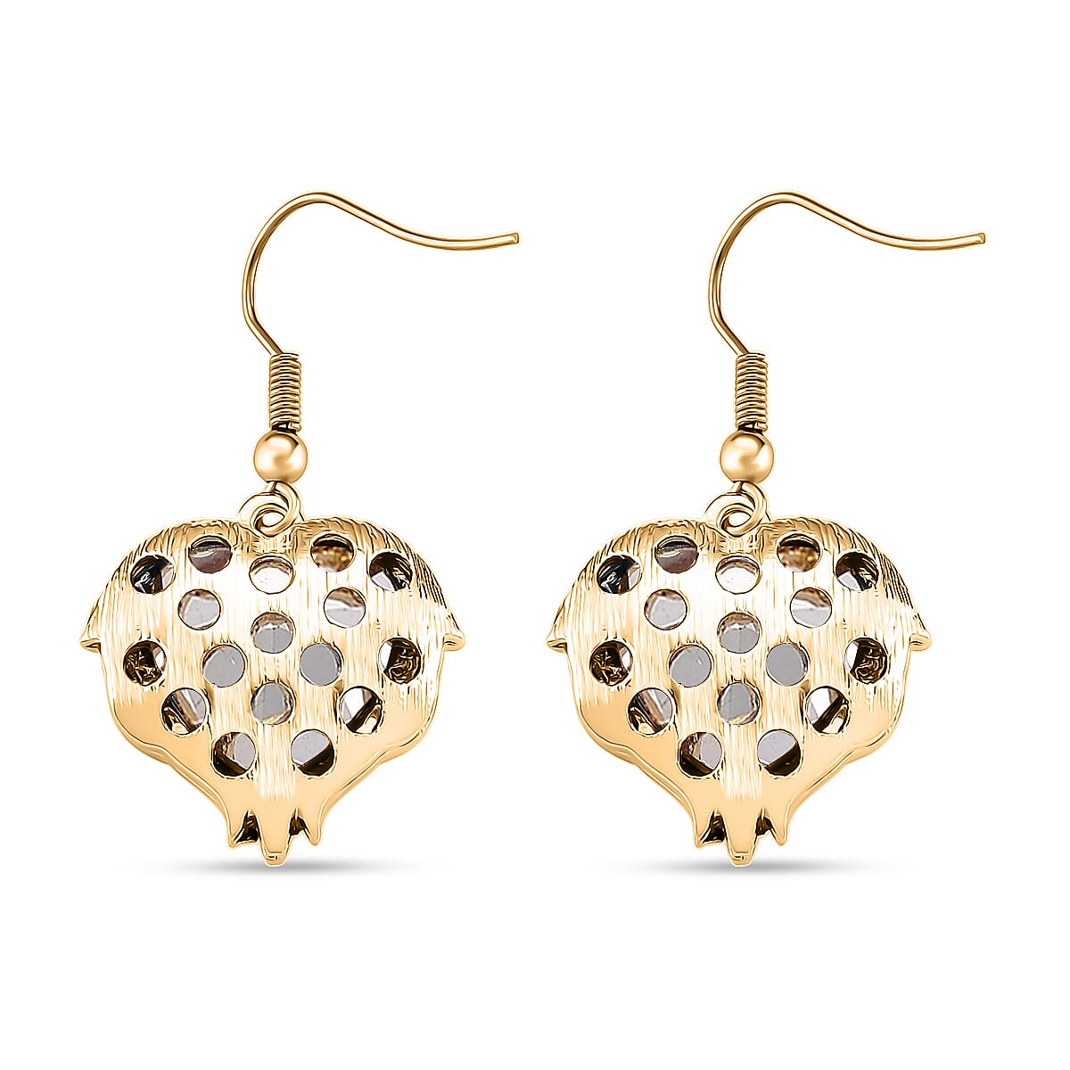 Champagne Glass and Austrian Crystal Heart of Ocean Earrings in Goldtone image number 4