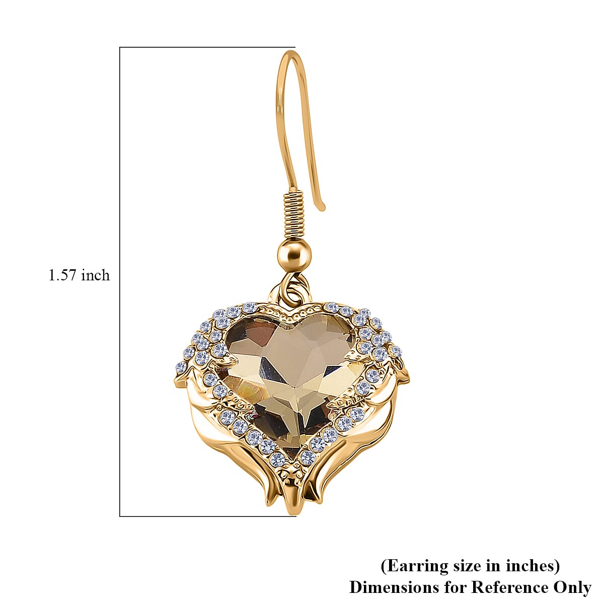 Champagne Glass and Austrian Crystal Heart of Ocean Earrings in Goldtone image number 5