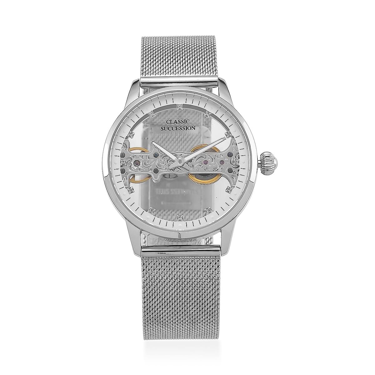 Classic Succession Automatic Mechanical Movement Austrian Crystal Watch in Stainless Steel image number 0