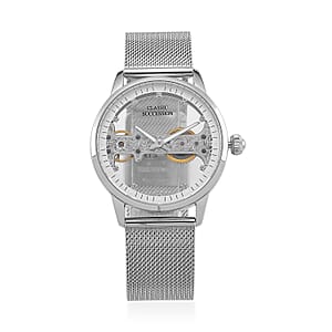 Classic Succession Automatic Mechanical Movement Austrian Crystal Watch in Stainless Steel