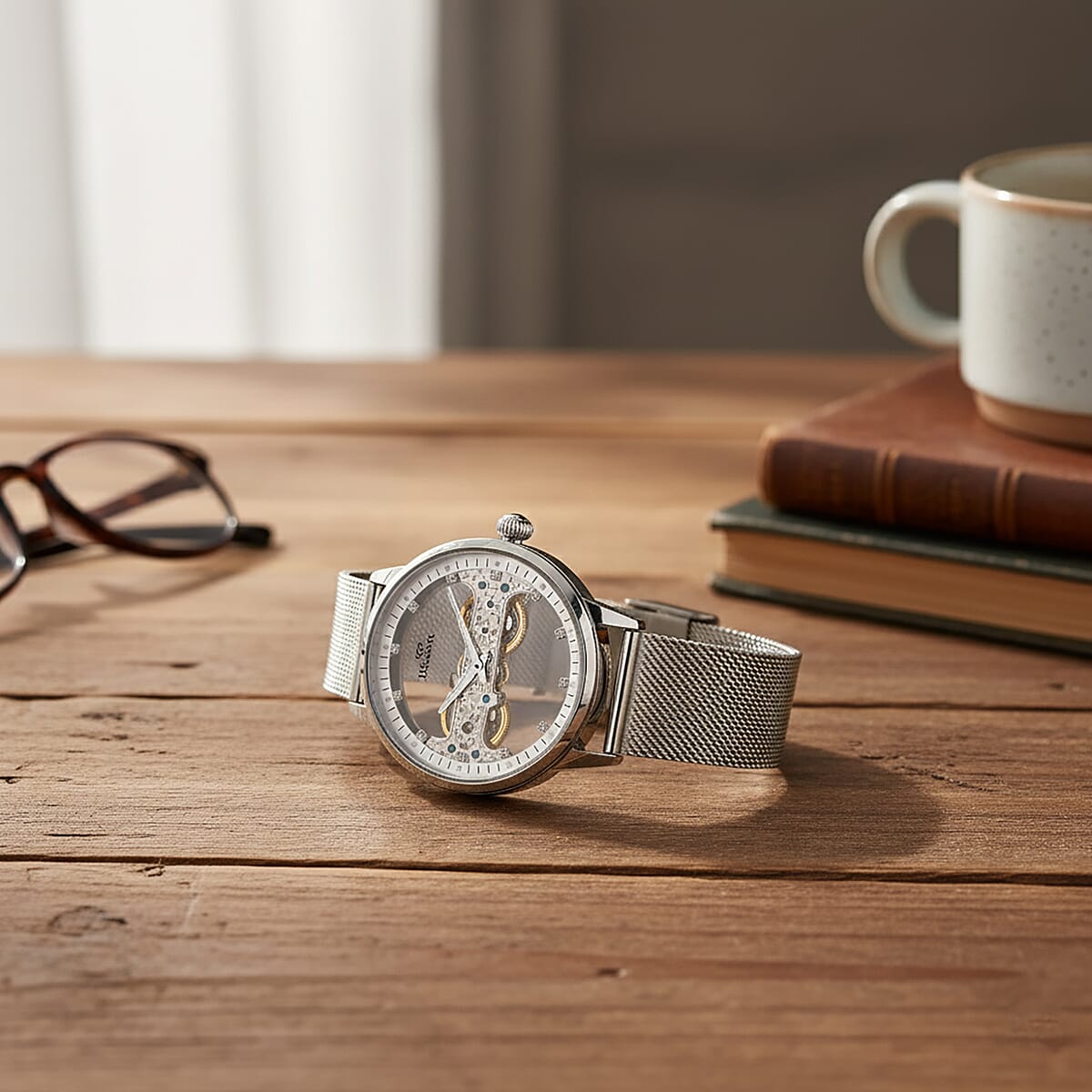 Classic Succession Automatic Mechanical Movement Austrian Crystal Watch in Stainless Steel image number 1