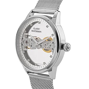 Classic Succession Automatic Mechanical Movement Austrian Crystal Watch in Stainless Steel