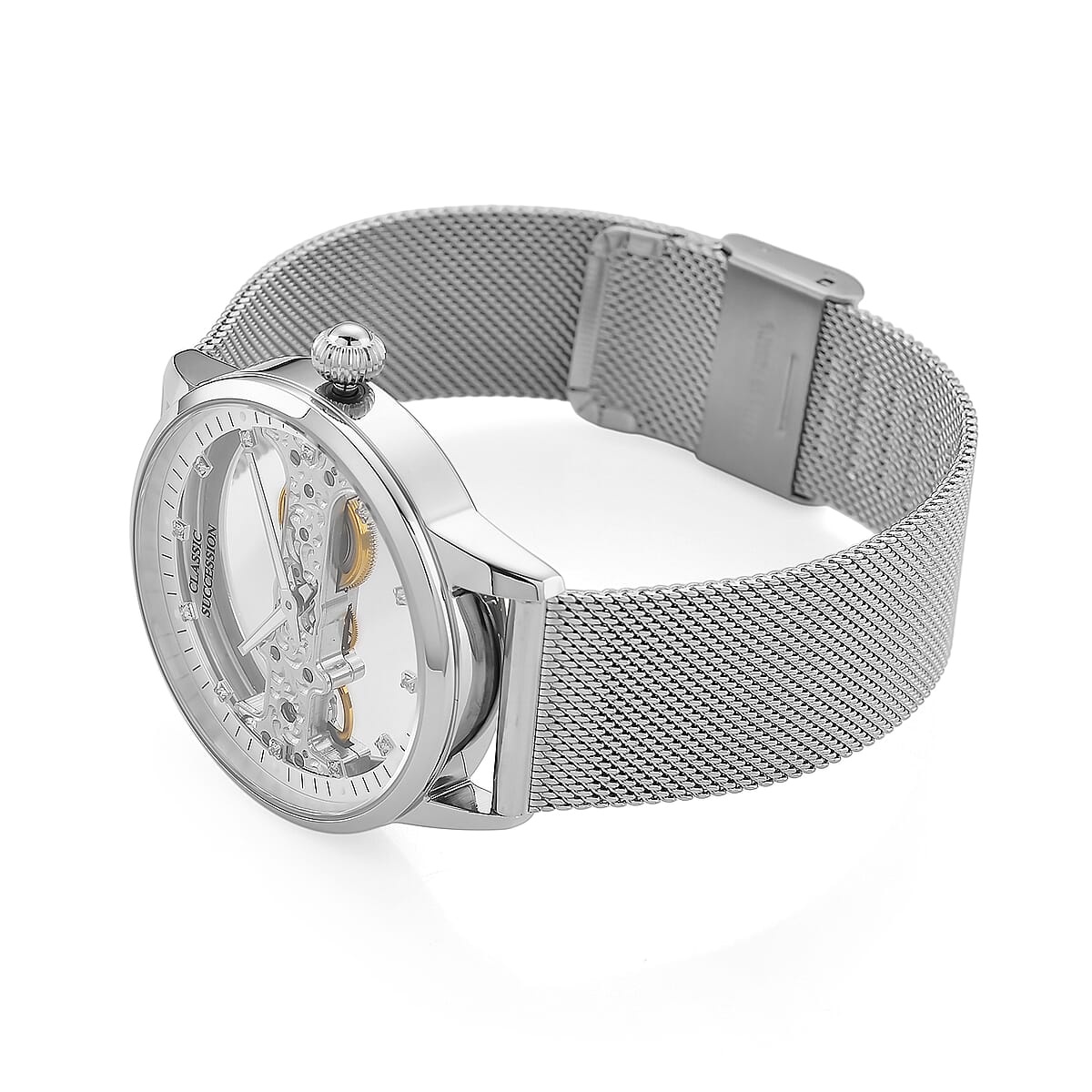 Classic Succession Automatic Mechanical Movement Austrian Crystal Watch in Stainless Steel image number 5