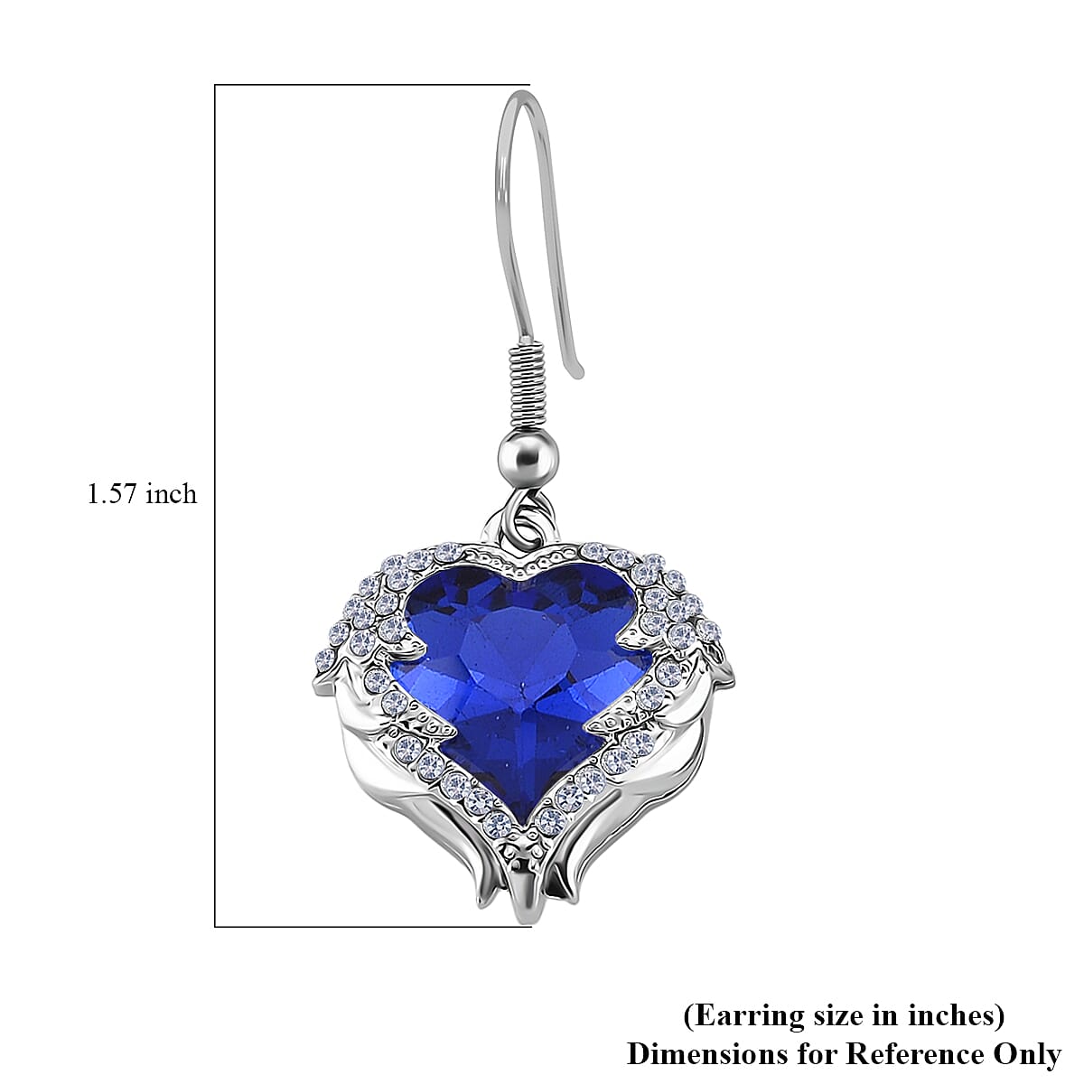 Blue Glass and Austrian Crystal Heart of Ocean Earrings in Silvertone image number 5