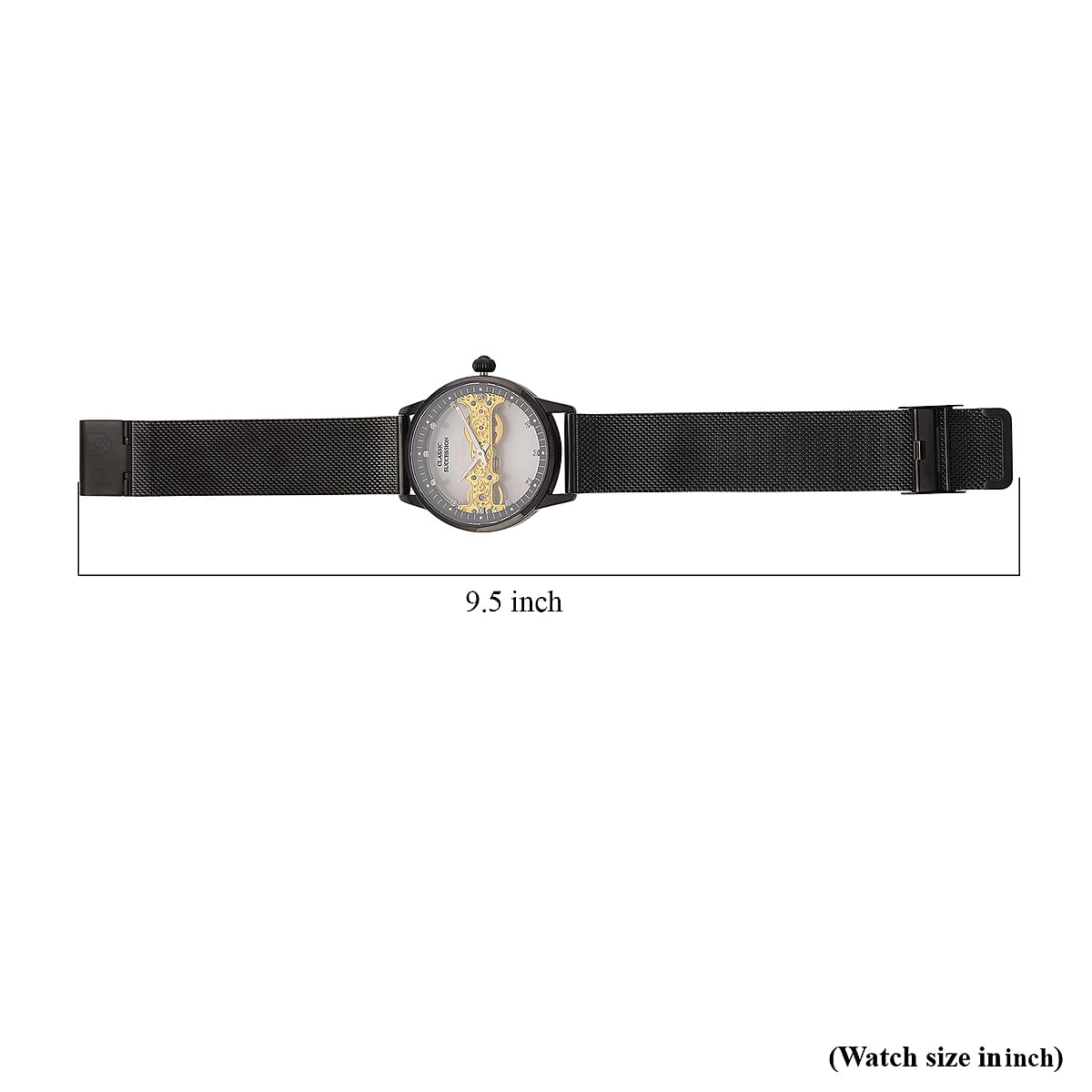 Classic Succession Automatic Mechanical Movement Austrian Crystal Watch in ION Plated Black Stainless Steel image number 7