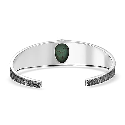 D'Joy Artisan Crafted Tahoe Naveda Turquoise 9.75 ctw Cuff Bracelet in Sterling Silver (7.25 In)