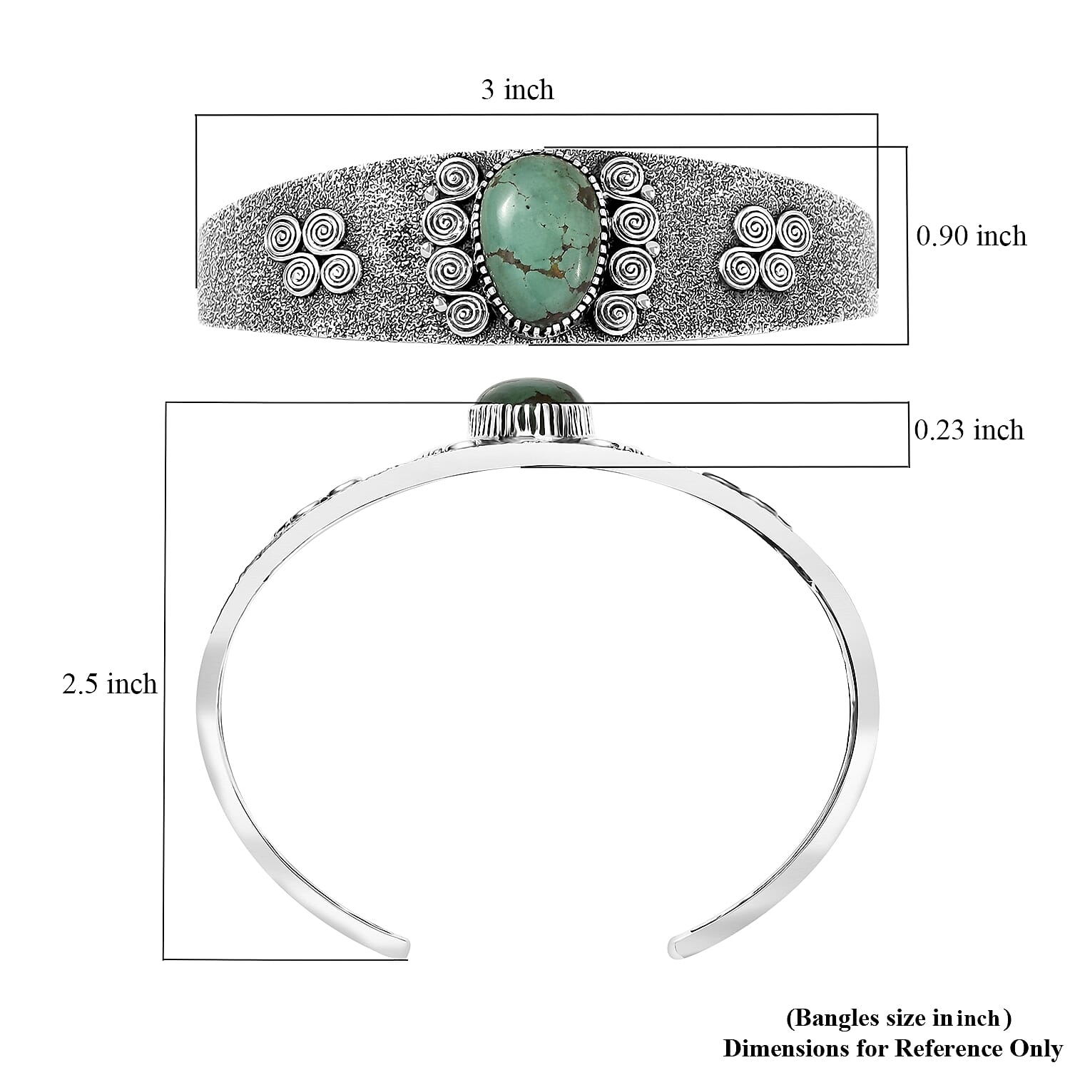 D'Joy Artisan Crafted Tahoe Naveda Turquoise 9.75 ctw Cuff Bracelet in Sterling Silver (7.25 In)