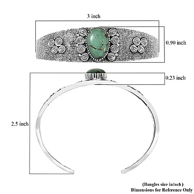 D'Joy Artisan Crafted Tahoe Naveda Turquoise 9.75 ctw Cuff Bracelet in Sterling Silver (7.25 In)
