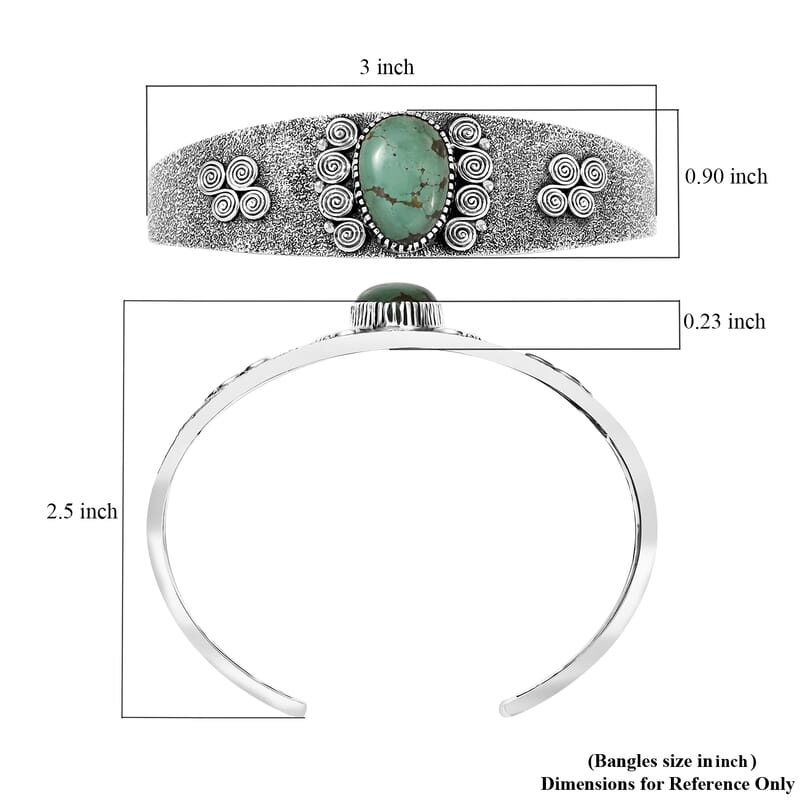 D'Joy Artisan Crafted Tahoe Naveda Turquoise 9.75 ctw Cuff Bracelet in Sterling Silver (7.25 In)