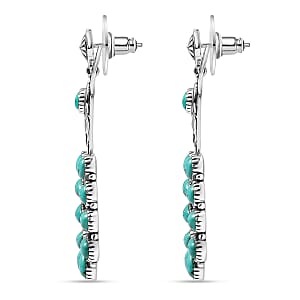 D'Joy Artisan Crafted Tahoe Nevada Turquoise 10.50 ctw Bull Face Earrings in Sterling Silver