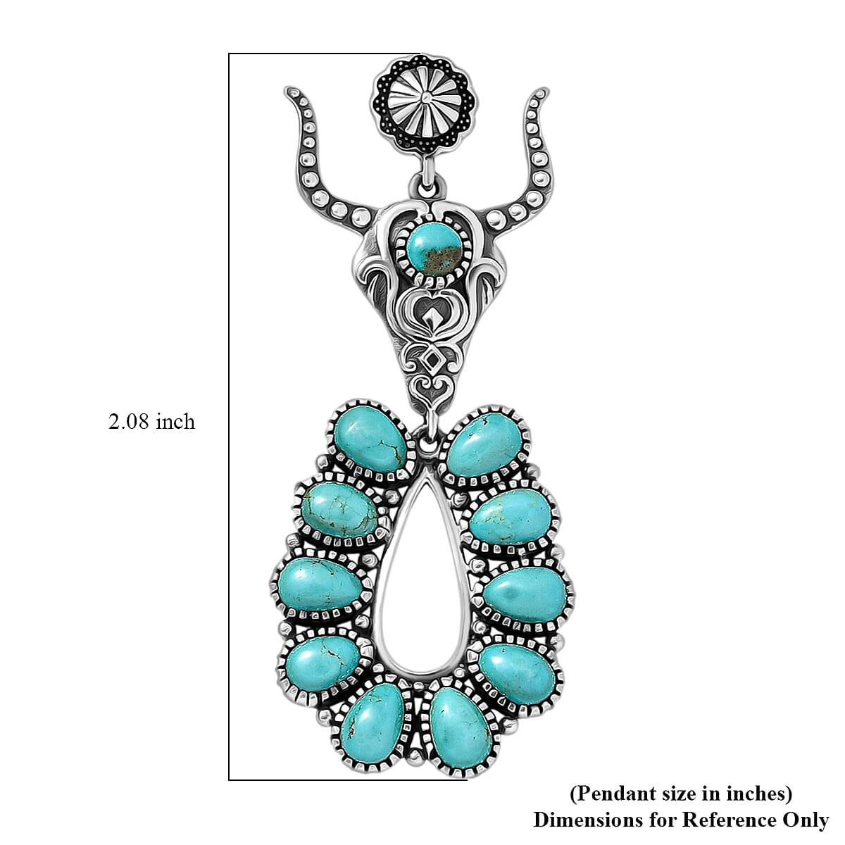 D'Joy Artisan Crafted Tahoe Naveda Turquoise 10.50 ctw Bull Face Earrings in Sterling Silver image number 5