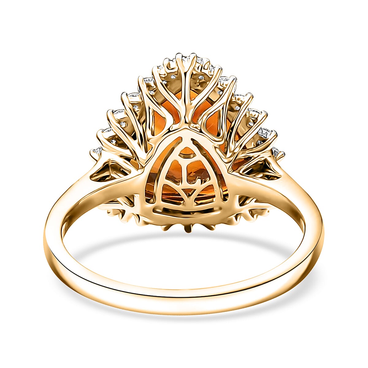 Certified & Appraised AAA Santa Ana Madeira Citrine and Luxuriant Lab Grown Diamond G-H SI 5.95 ctw Ring in 10K Yellow Gold (Size 10.0) 5.95 ctw image number 4