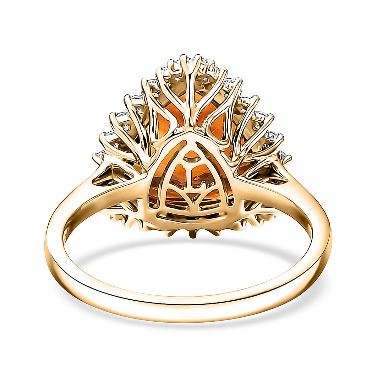 Certified AAA Santa Ana Madeira Citrine, Lab Grown Diamond Ring in 10K Yellow Gold 5.95 ctw (Size 5.0) image number 4