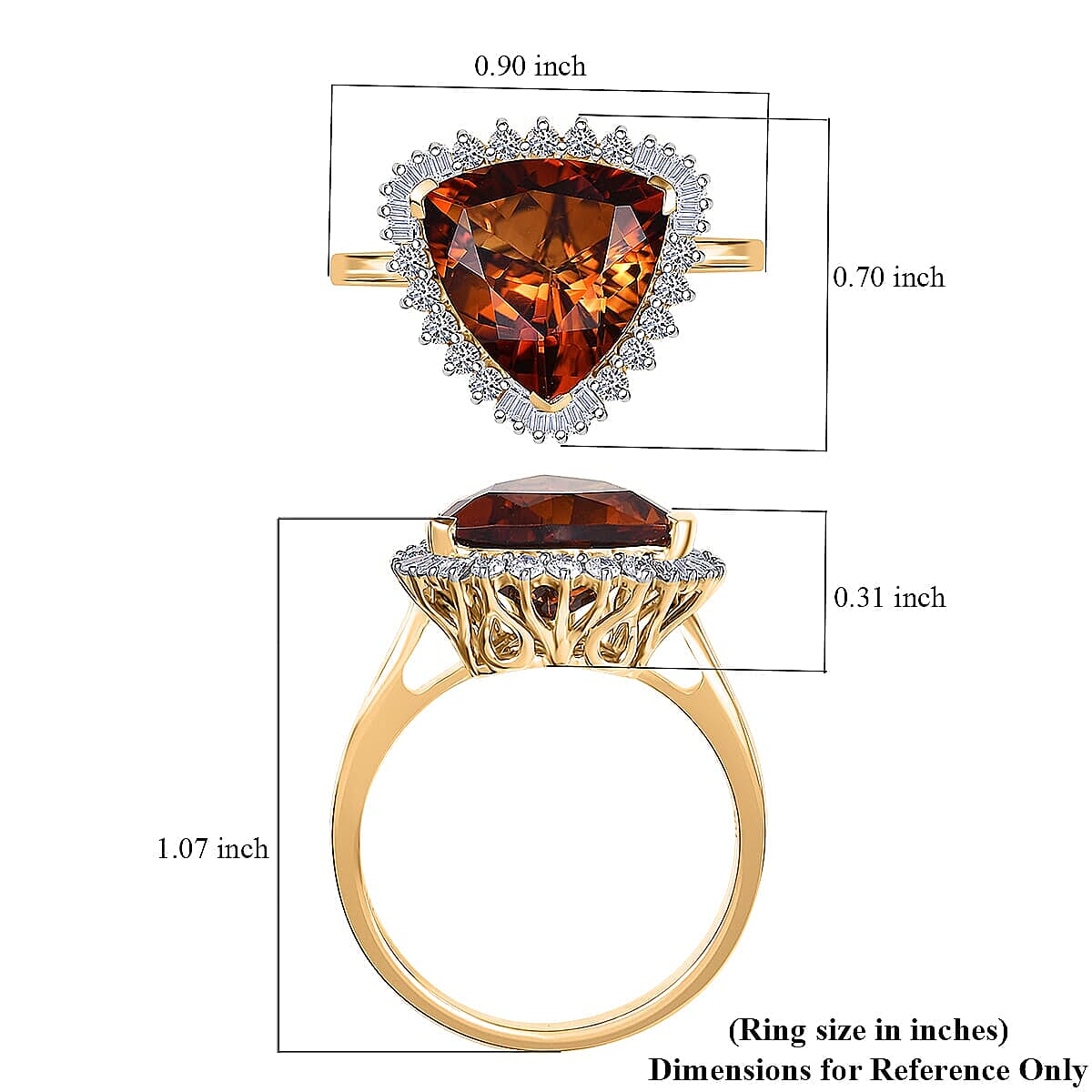 Certified AAA Santa Ana Madeira Citrine, Lab Grown Diamond Ring in 10K Yellow Gold 5.95 ctw (Size 5.0) image number 5