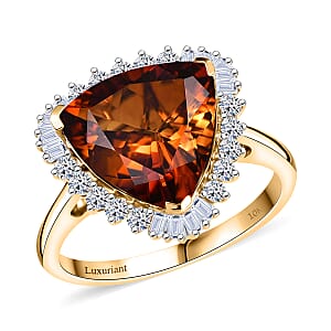Certified & Appraised AAA Santa Ana Madeira Citrine and Luxuriant Lab Grown Diamond G-H SI 5.95 ctw Ring in 10K Yellow Gold (Size 6.0) 5.95 ctw