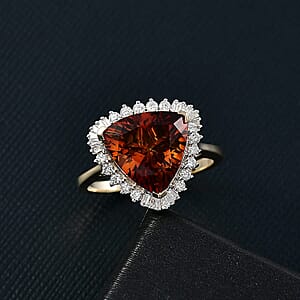 Certified AAA Santa Ana Madeira Citrine, Lab Grown Diamond Ring in 10K Yellow Gold 5.95 ctw (Size 9.5)
