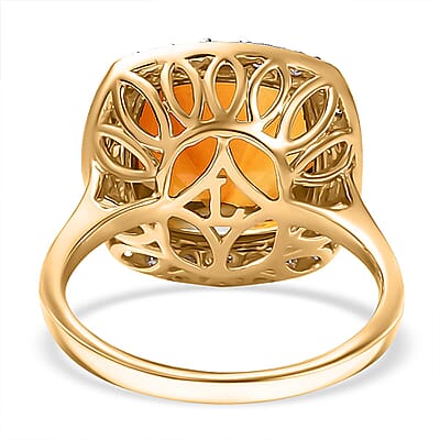 Certified AAA Santa Ana Madeira Citrine, Lab Grown Diamond Ring in 10K Yellow Gold 7.75 ctw (Size 12.0)