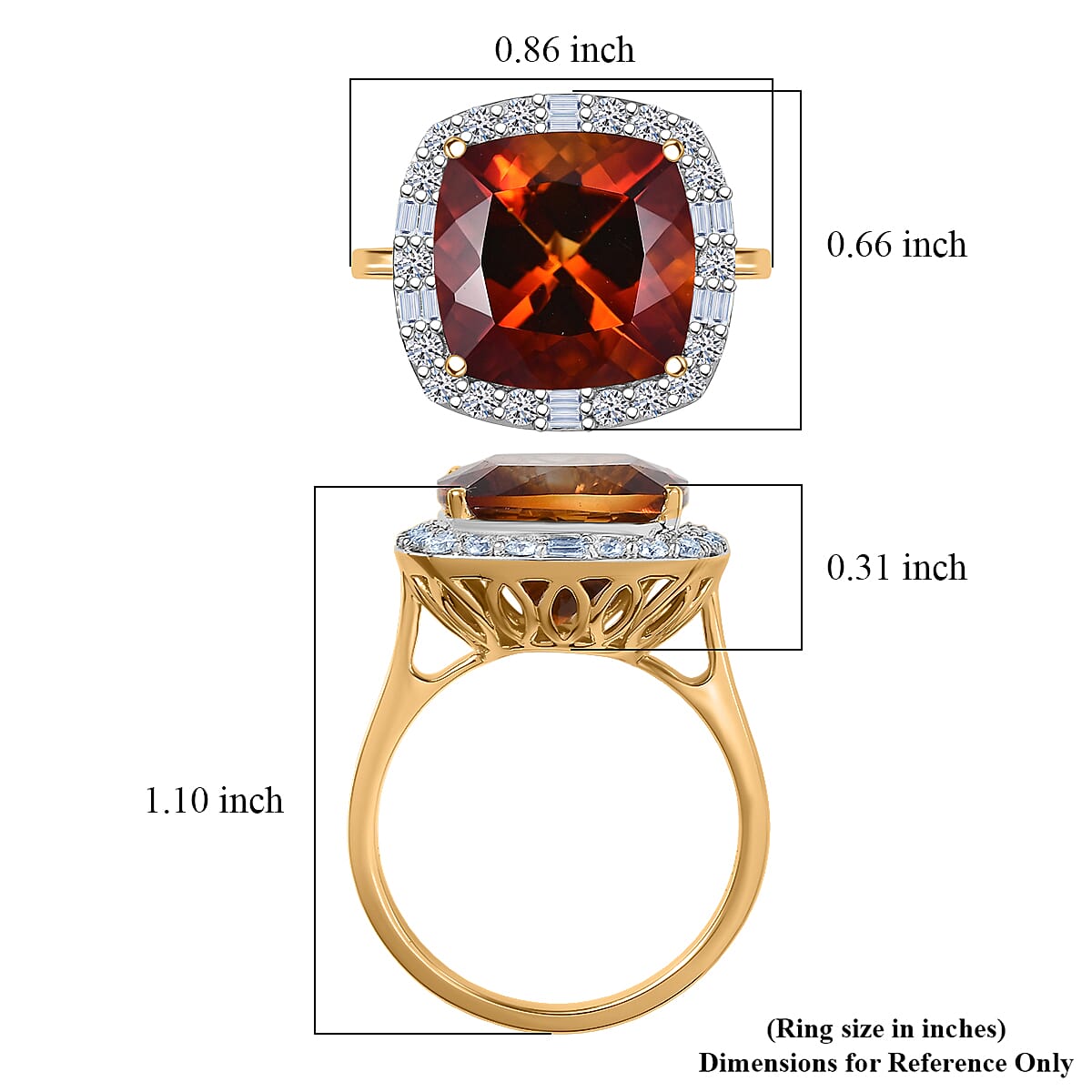 Certified & Appraised AAA Santa Ana Madeira Citrine and Luxuriant Lab Grown Diamond G-H SI 7.75 ctw Ring in 10K Yellow Gold (Size 6.0) image number 5