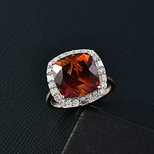 Certified AAA Santa Ana Madeira Citrine, Lab Grown Diamond Ring in 10K Yellow Gold 7.75 ctw (Size 8.5)