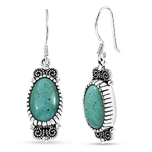 D'Joy Artisan Crafted Tahoe Naveda Turquoise 13.80 ctw Earrings in Sterling Silver 