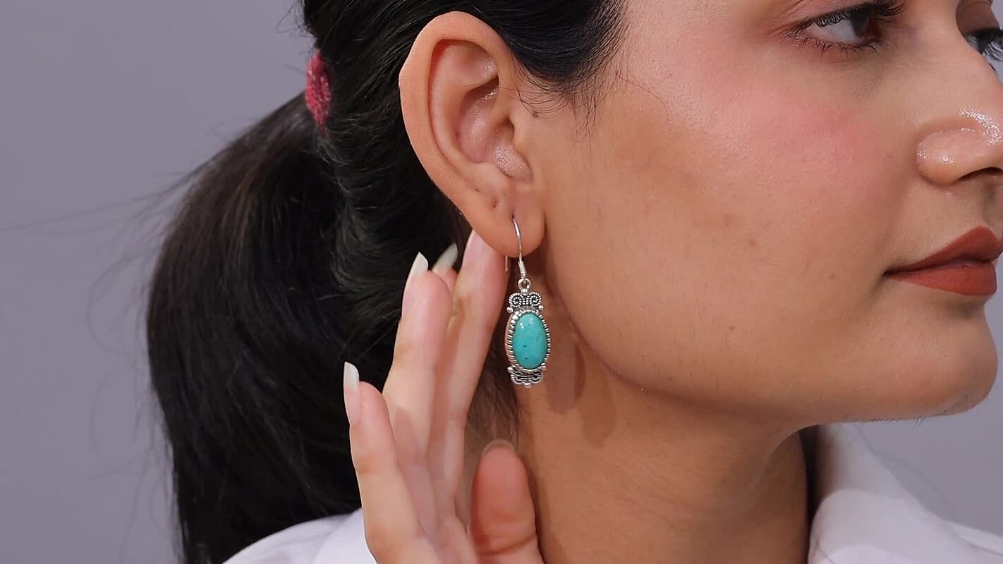 D'Joy Artisan Crafted Tahoe Nevada Turquoise 13.80 ctw Earrings in Sterling Silver