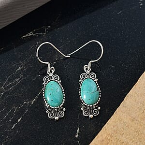 D'Joy Artisan Crafted Tahoe Nevada Turquoise 13.80 ctw Earrings in Sterling Silver 