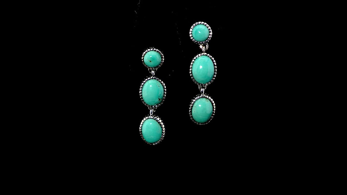 D'Joy Artisan Crafted Tahoe Nevada Turquoise 13.80 ctw Earrings in Sterling Silver