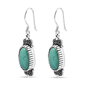 D'Joy Artisan Crafted Tahoe Nevada Turquoise 13.80 ctw Earrings in Sterling Silver 