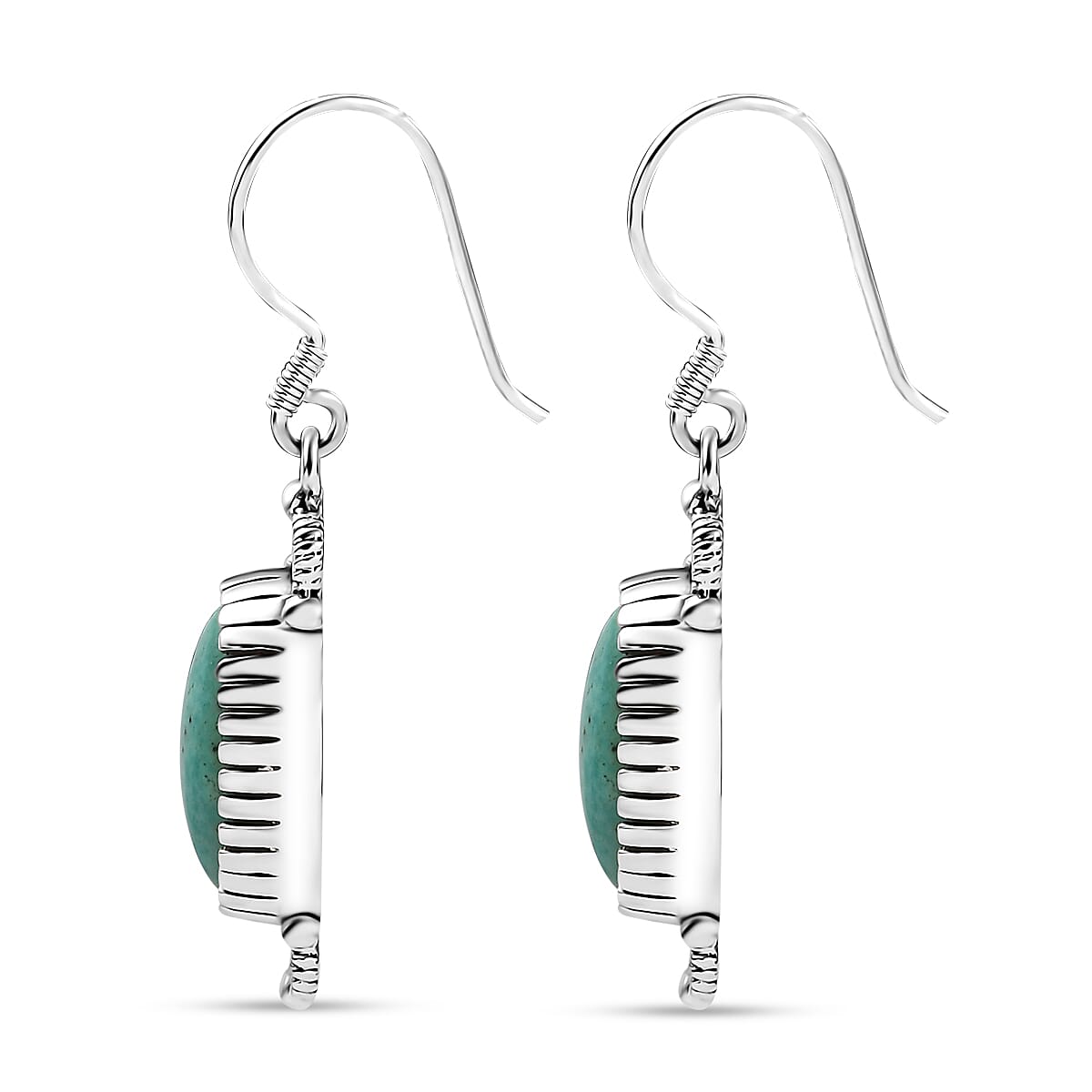 D'Joy Artisan Crafted Tahoe Nevada Turquoise 13.80 ctw Earrings in Sterling Silver  image number 4
