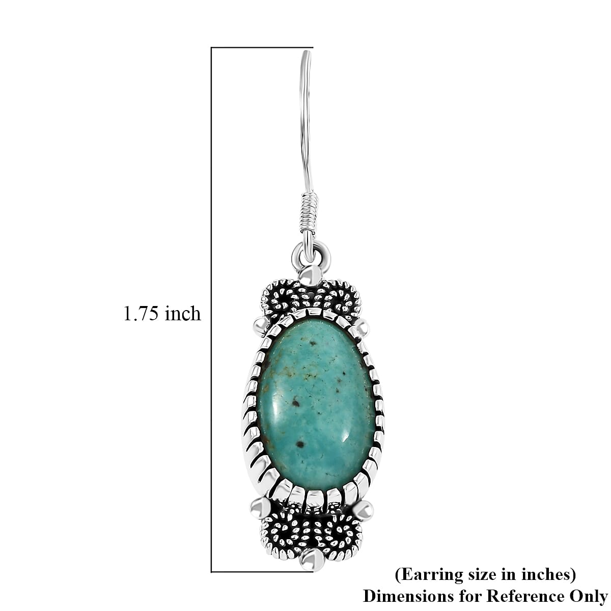 D'Joy Artisan Crafted Tahoe Nevada Turquoise 13.80 ctw Earrings in Sterling Silver  image number 6