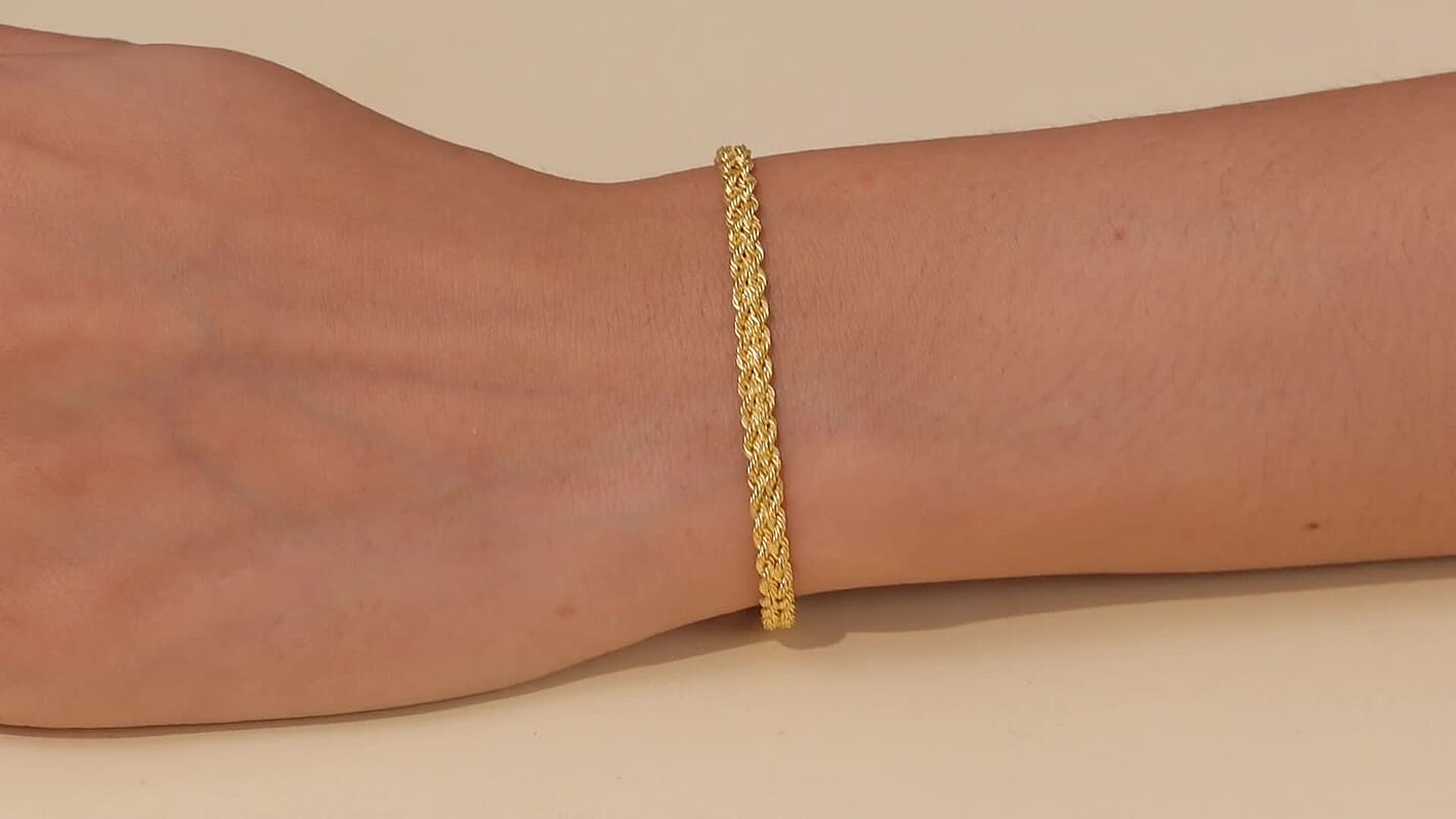 Double Row Rope Bracelet in 22K Yellow Gold (7.25 In) 4.70 Grams