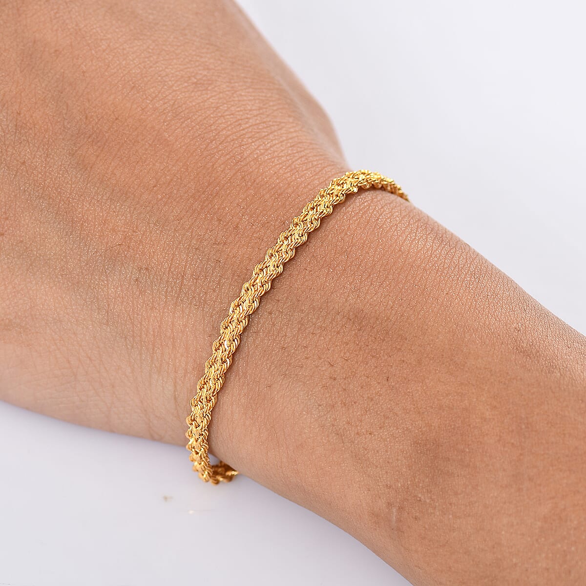 Double Row Rope Bracelet in 22K Yellow Gold (7.25 In) 4.70 Grams image number 2